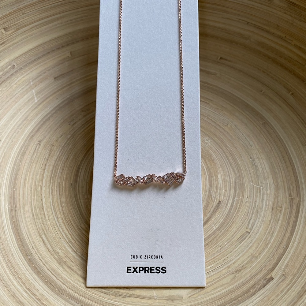 NWT Express Cubic Zirconia Rose Gold Necklace
